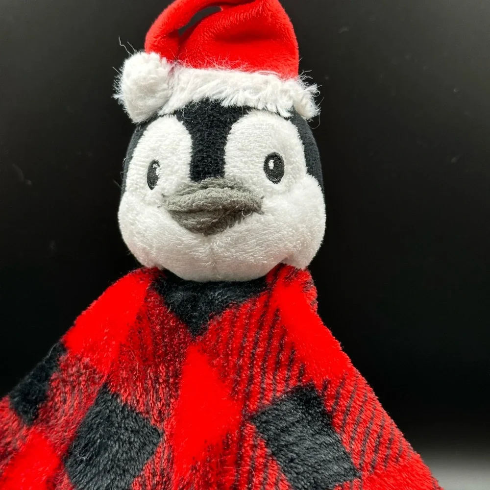 Hudson Baby HB Christmas Penguin‎ Red Buffalo Plaid Baby Security Blanket Lovey